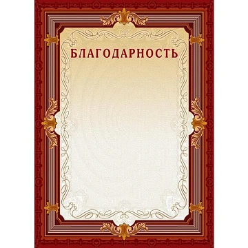 Благодарность А4-15/Б кор.рамка,без герба230г/кв.м10шт/уп