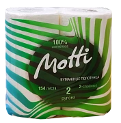Бумажные полотенца Motti 2 слоя, 2 рулона, 17м, белые, 191724
