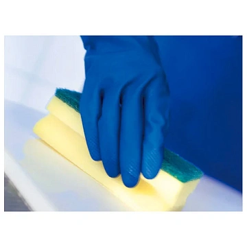 Перчатки VILEDA PROFESSIONAL многоцелевые латексные МНОГОРАЗОВЫЕ х/б напыление, ПРОЧНЫЕ, размер XL (очень большой), синие, 174357