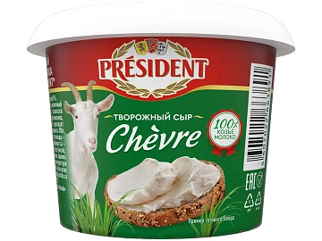Сыр творожный President Козий Chevre 65%, 140г
