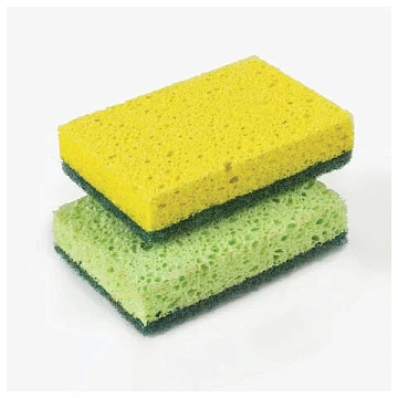 Губки для посуды 9,5х6,5х2 см, КОМПЛЕКТ 2 шт., ЦЕЛЛЮЛОЗНЫЕ (губчатые) с АБРАЗИВОМ, LAIMA К1106, 6054