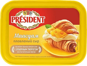 Сыр плавленый President Маасдам 45%, 400г
