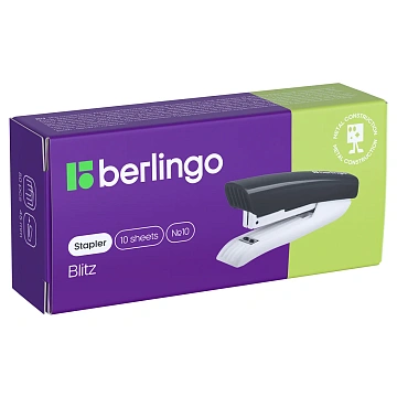 Степлер №10 Berlingo 'Blitz' до 10л., пластиковый корпус, черный