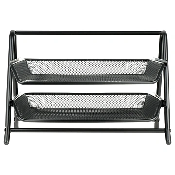 Лоток для бумаг горизонтальный СТАММ, 2 секции, металл, черный