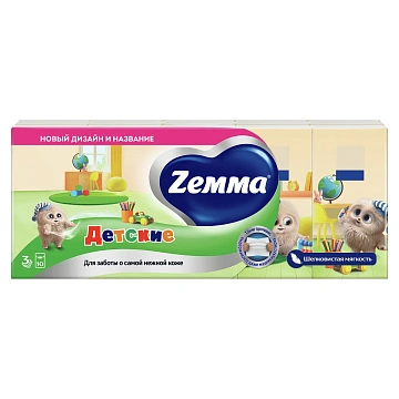 Бумажные носовые платки Zewa Kids, 3 слоя