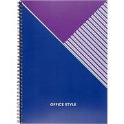 Бизнес-тетрадь А4,96л,обл.карт,греб,кл,Office Style,синяя