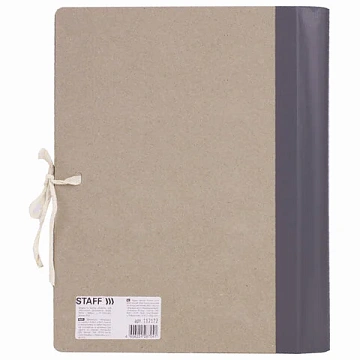 Папка архивная для переплета 'Форма 21' 80 мм, с гребешками, 4 отверстия, завязки, STAFF, 112172