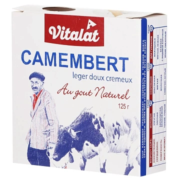 Сыр Vitalat Камамбер мягкий с белой плесенью 45%, 125г