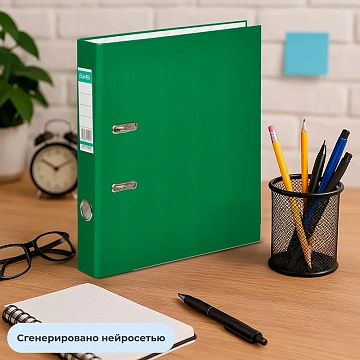 Папка-регистратор ECONOMY PLUS 50мм,зел,ПБП1,карм.кор,мет.уг