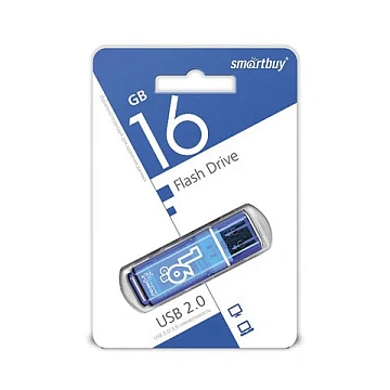 Флеш-диск 16 GB, SMARTBUY Glossy, USB 2.0, синий, SB16GBGS-B