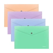 Папка-конверт с кнопкой ERICH KRAUSE 'Matt Pastel Bloom', А4, до 120 л, непрозрачная, ассорти, 0,18