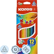 Карандаши цветные 12цв 3-гран,точилка Kores 93312.01