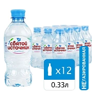 Вода питьевая Святой Источник без газа, 330мл х 12шт, ПЭТ