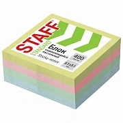 Блок самоклеящийся (стикеры) STAFF STANDARD, ПАСТЕЛЬНЫЙ 51х51 мм, 4 цвета, 400 листов, 116585