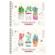 Скетчбук-блокнот для акварели 20л., А5 ArtSpace 'Cute plants', на гребне, 180г/м2
